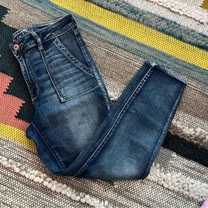American Eagle Blue Denim Hi Rise Jegging Crop Size 14